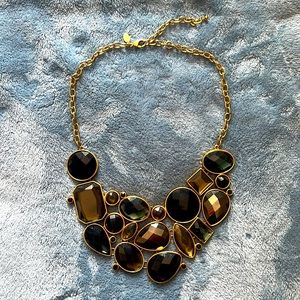 Joan Rivers Shades of Black Faceted Crystal Bib Necklace 16”